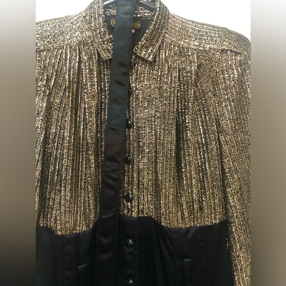 TAURUS NITES: 1970s-era DISCO BLACK GOLD VINTAGE JUMPSUIT - Picture 2 of 4